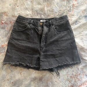 Uniqlo High-Waisted Denim Shorts in Washed Black